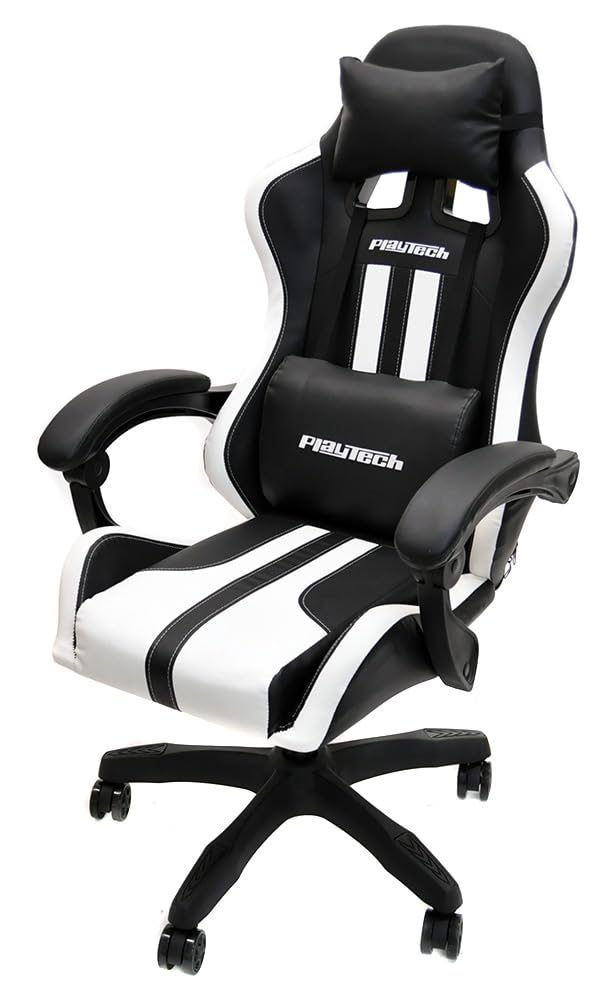 【送料無料】新品・未使用／人気ゲーミングチェア（カラー：ブラック×ホワイト） Amazon.co.jp: PLAYTECH (プレイテック) PGC15WHゲーミングチェア